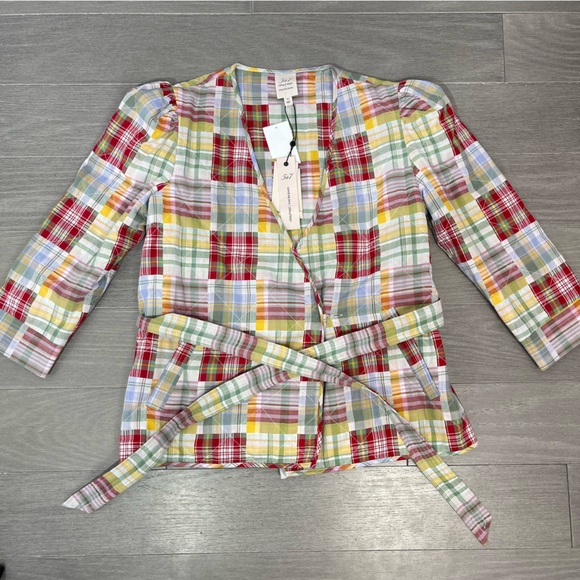 NWT CINQ A SEPT Triss Quilted Patchwork Organic Cotton Wrap Jacket Belt XS Boho - Picture 12 of 16